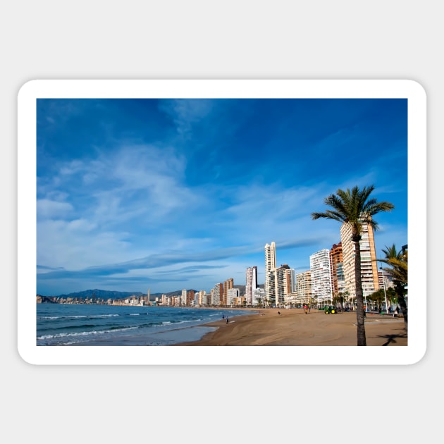 Benidorm Levante Beach Costa Blanca Spain Sticker by AndyEvansPhotos